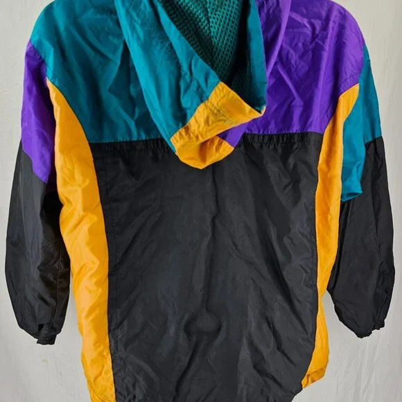 Nike Jacket Boys Large 14/16 Windbreaker Hoodie Color Block Zip Lined Hooded